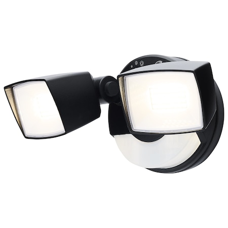 Nuvo LED Security Light with Nightlight - PIR Sensor - Dual Head - Field Selectable - Black Finish 65/998